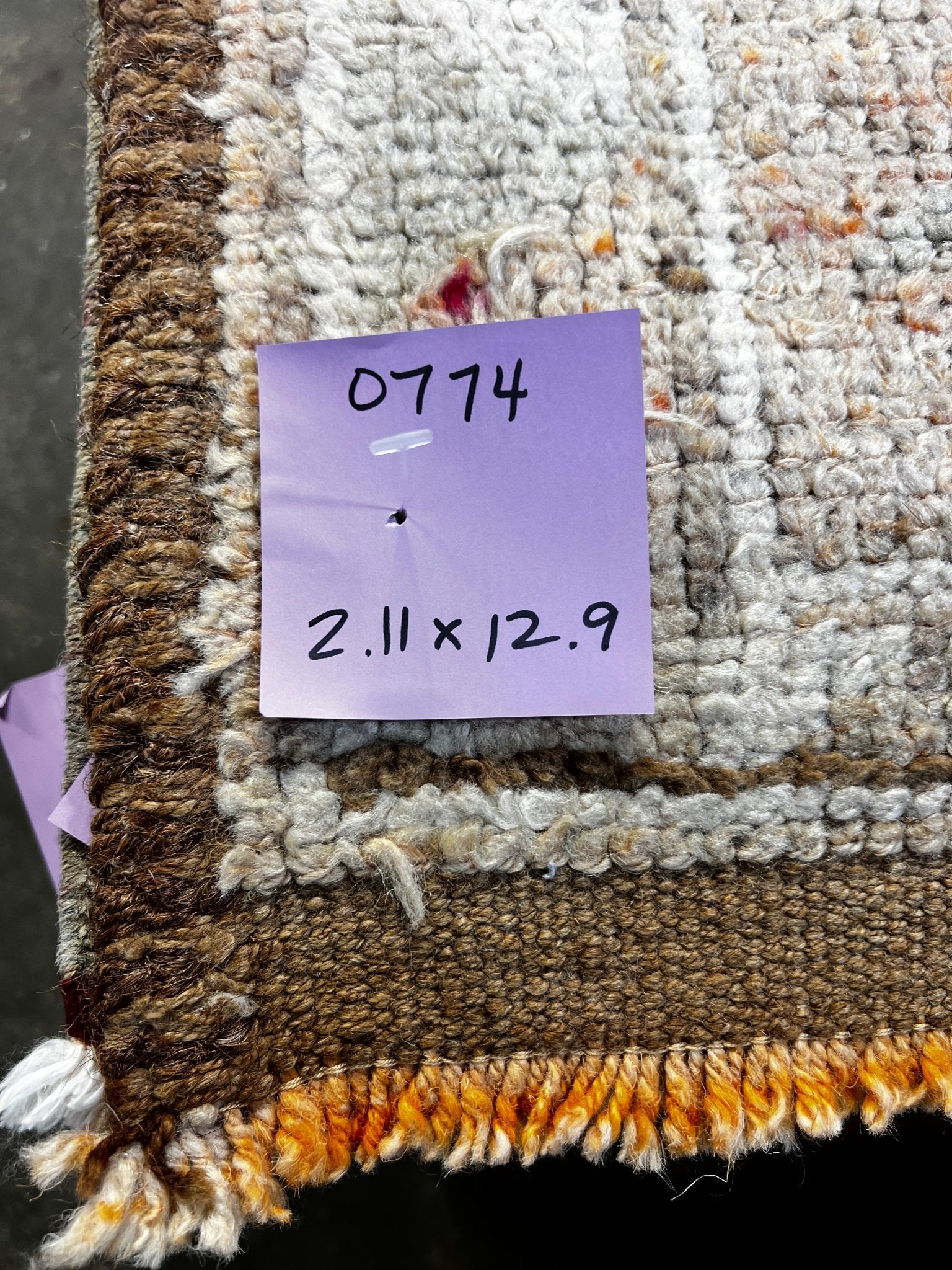Vintage 2.11x12.9 Gray and Orange Turkish Oushak Multicolor Runner | Banana Manor Rug Factory Outlet