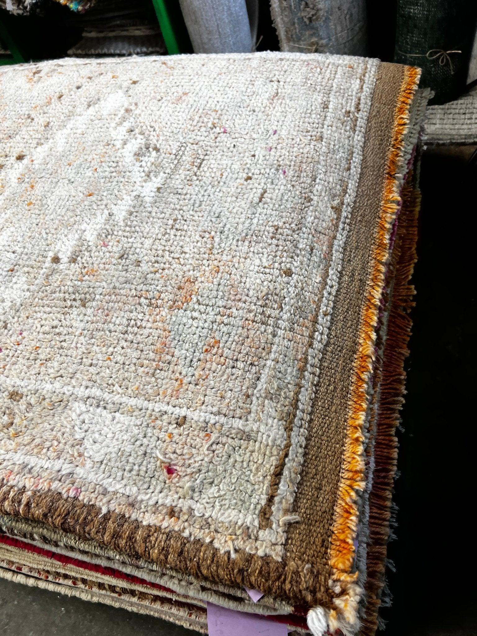 Vintage 2.11x12.9 Gray and Orange Turkish Oushak Multicolor Runner | Banana Manor Rug Factory Outlet