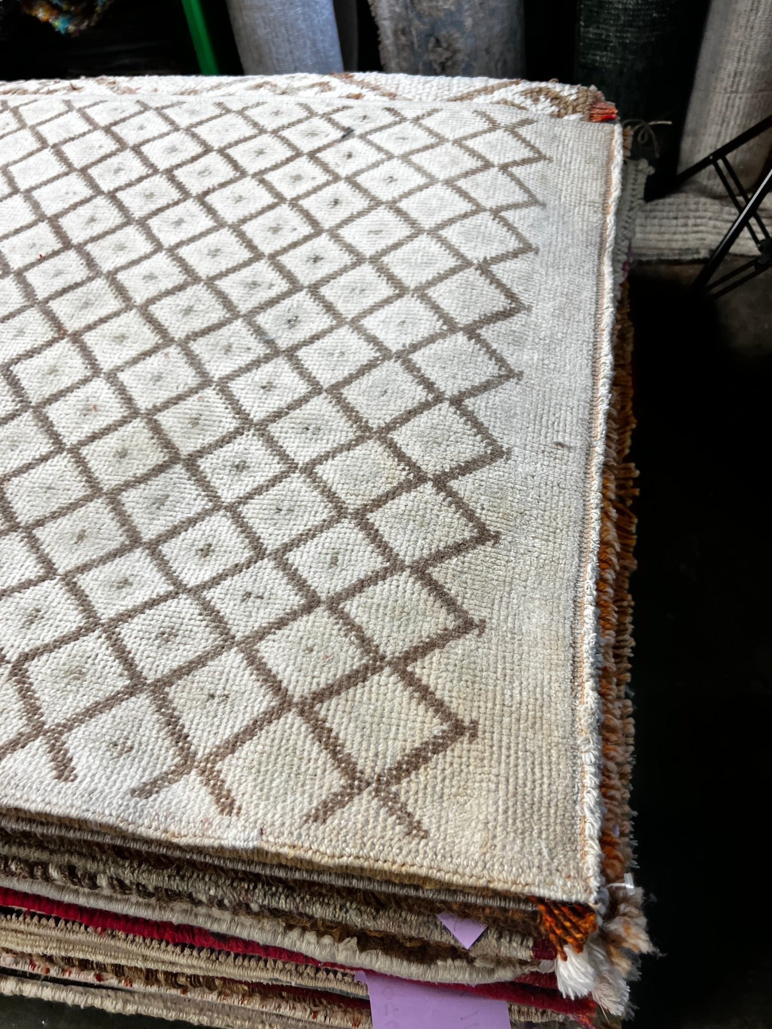 Vintage 2.4 x 10.10 Beige and Taupe Turkish Runner | Banana Manor Rug Factory Outlet