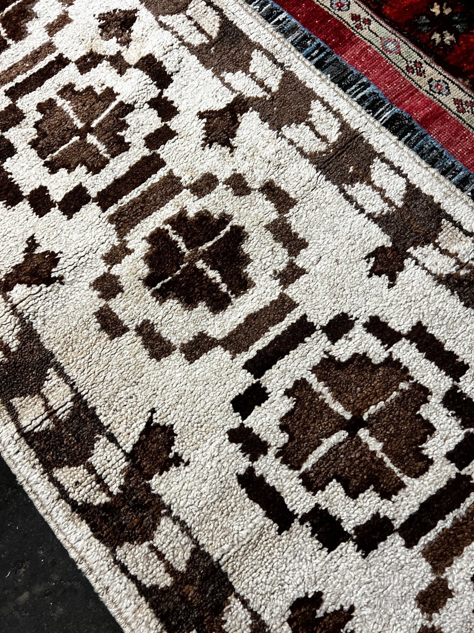 Vintage 2.7x12.10 Ivory and Brown Turkish Oushak Runner | Banana Manor Rug Factory Outlet