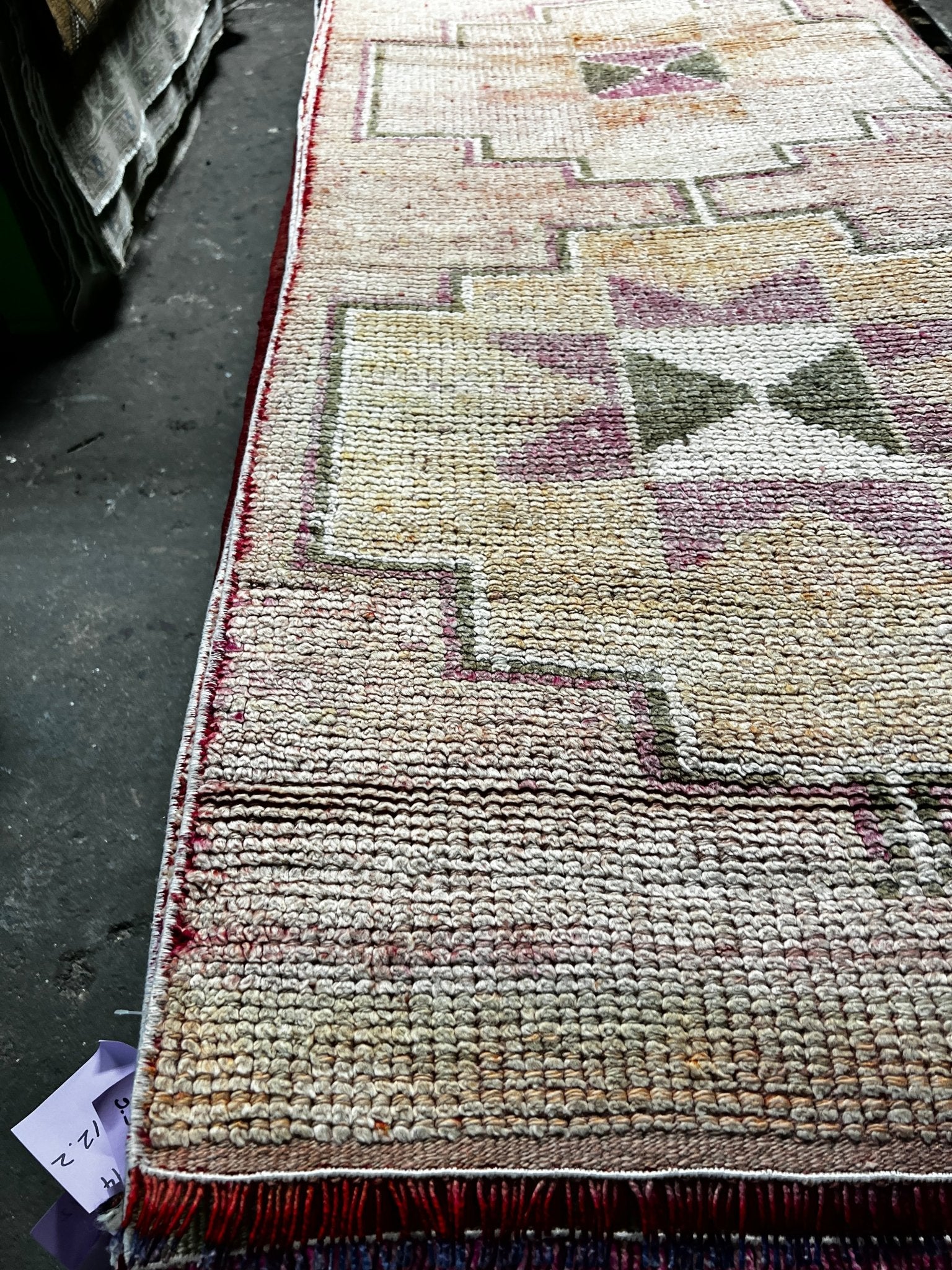 Vintage 2.7x9.7 Pink and Orange Turkish Oushak Runner | Banana Manor Rug Factory Outlet