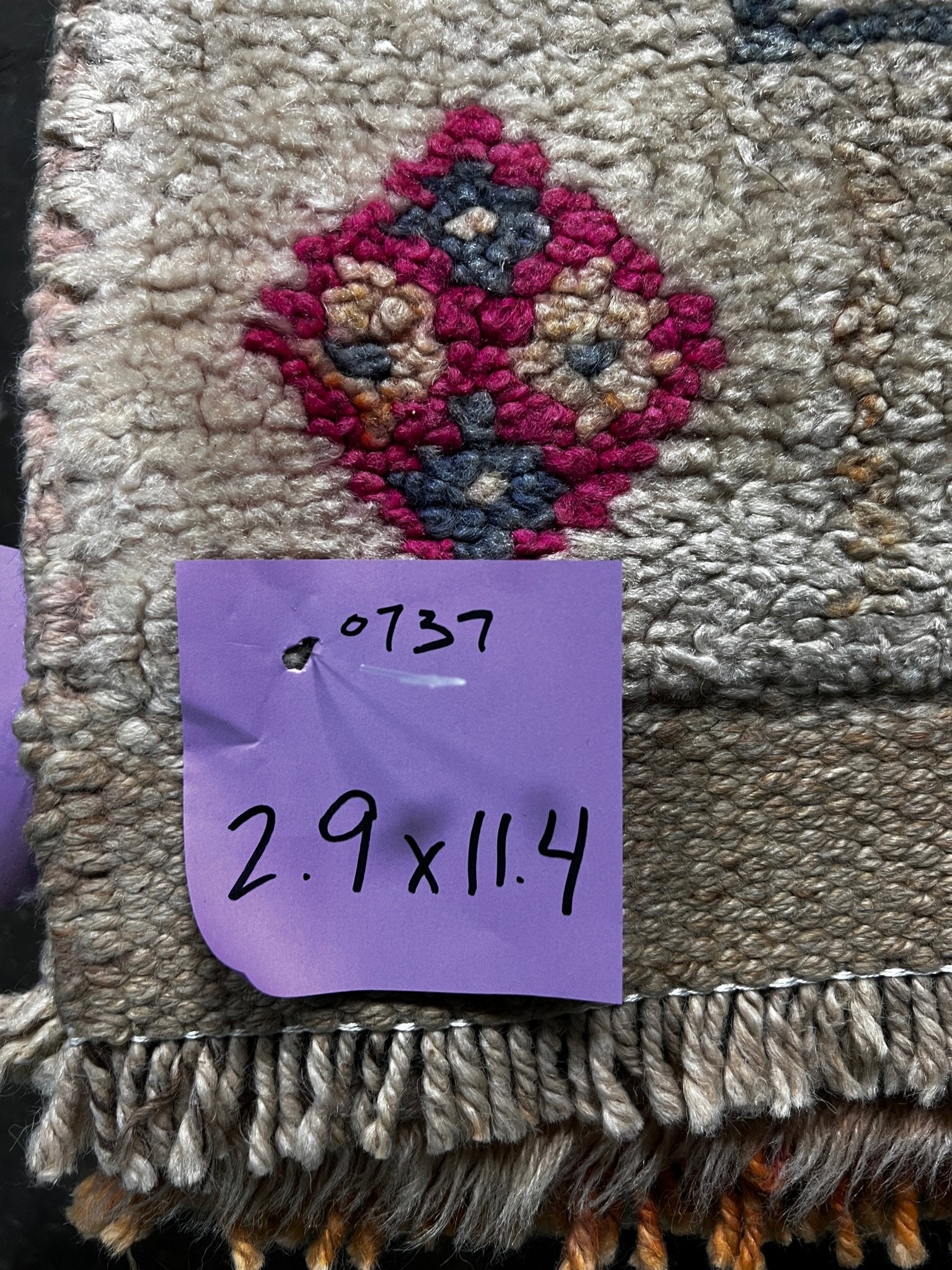 Vintage 2.9x11.4 Ivory and Pink Turkish Oushak Runner | Banana Manor Rug Factory Outlet