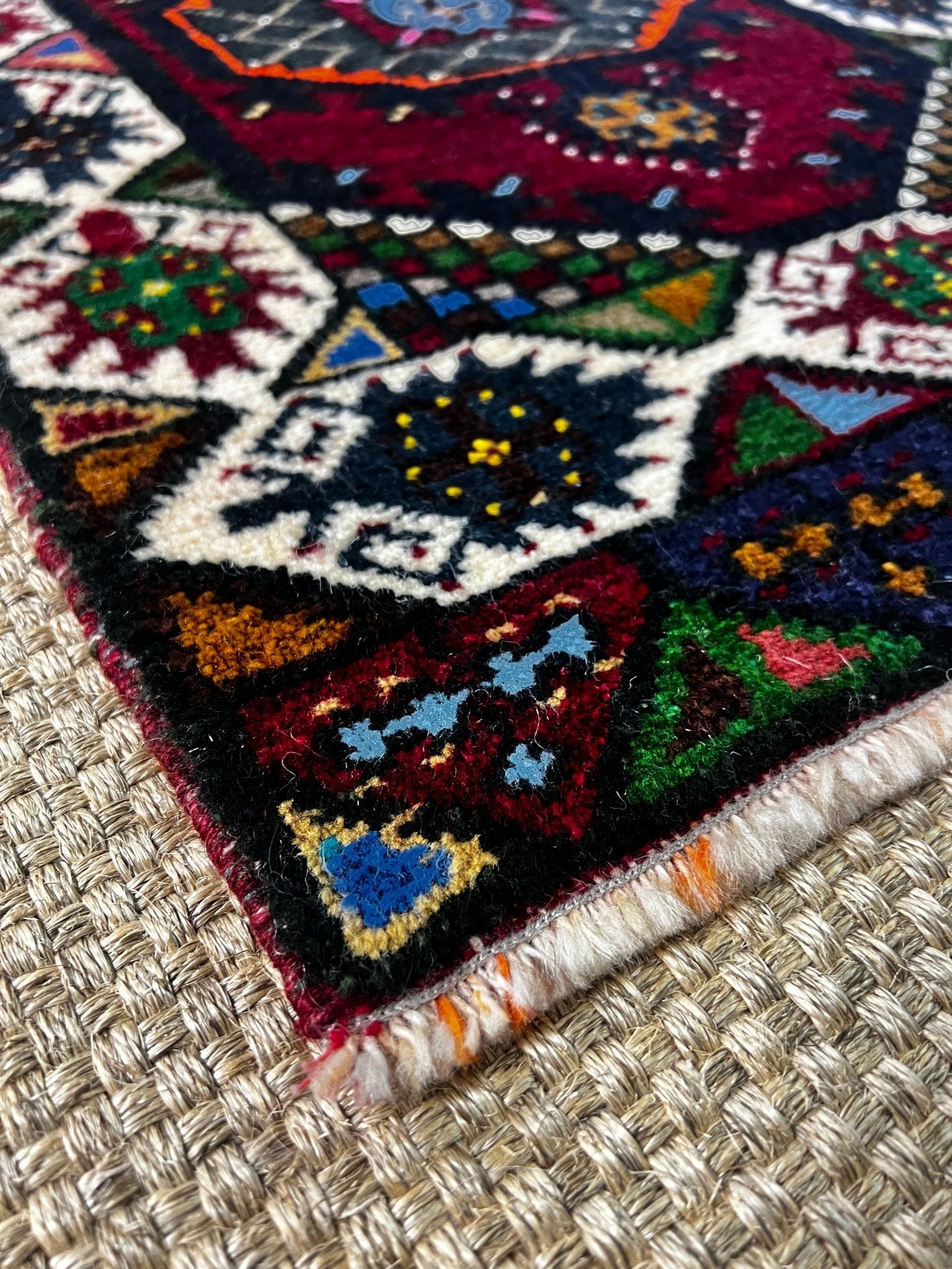Vintage 2x2.11 Turkish Oushak Red Multicolor Small Rug | Banana Manor Rug Factory Outlet