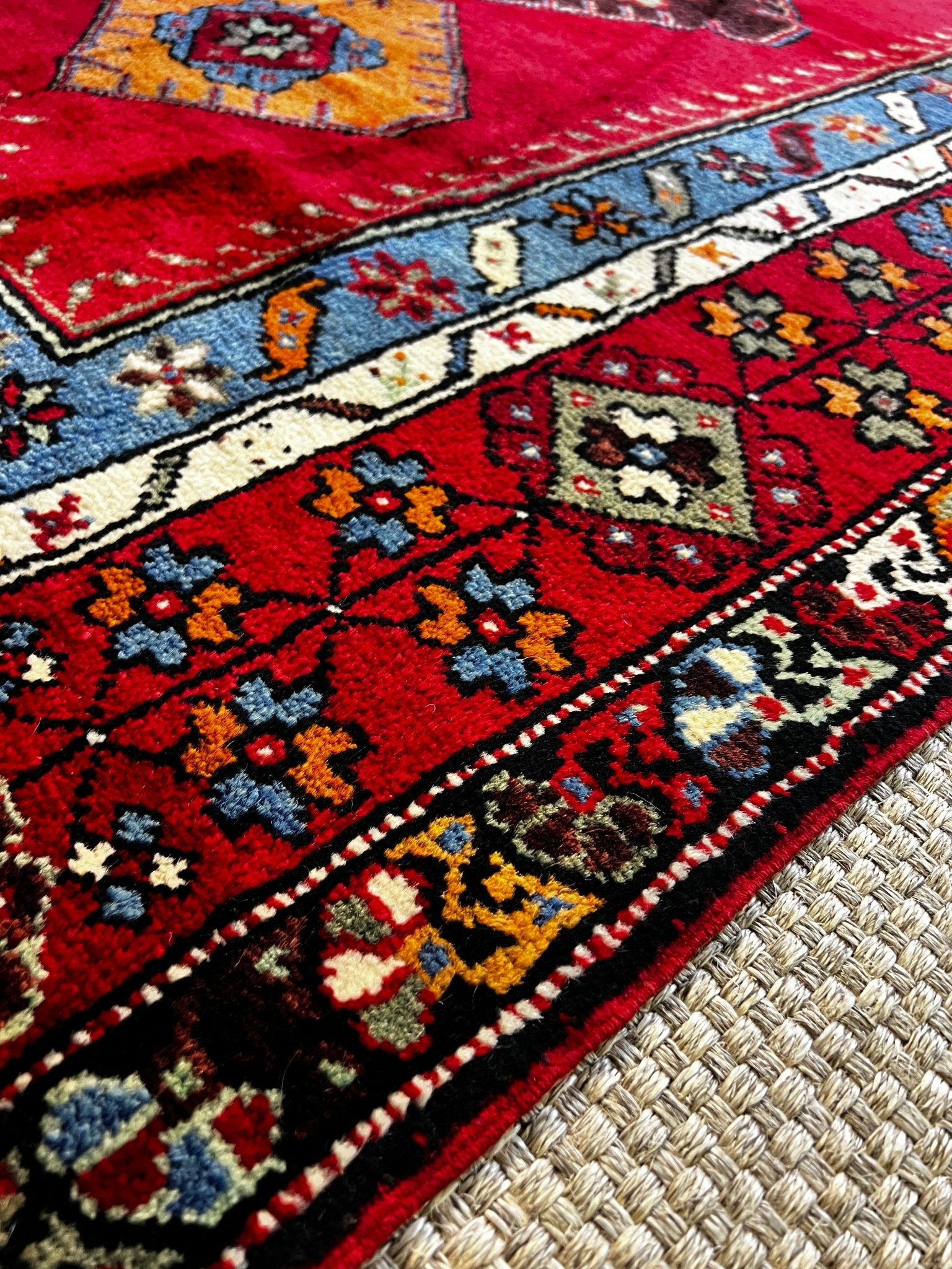 Vintage 3.10x6.7 Turkish Oushak Red Multicolor Rug | Banana Manor Rug Factory Outlet