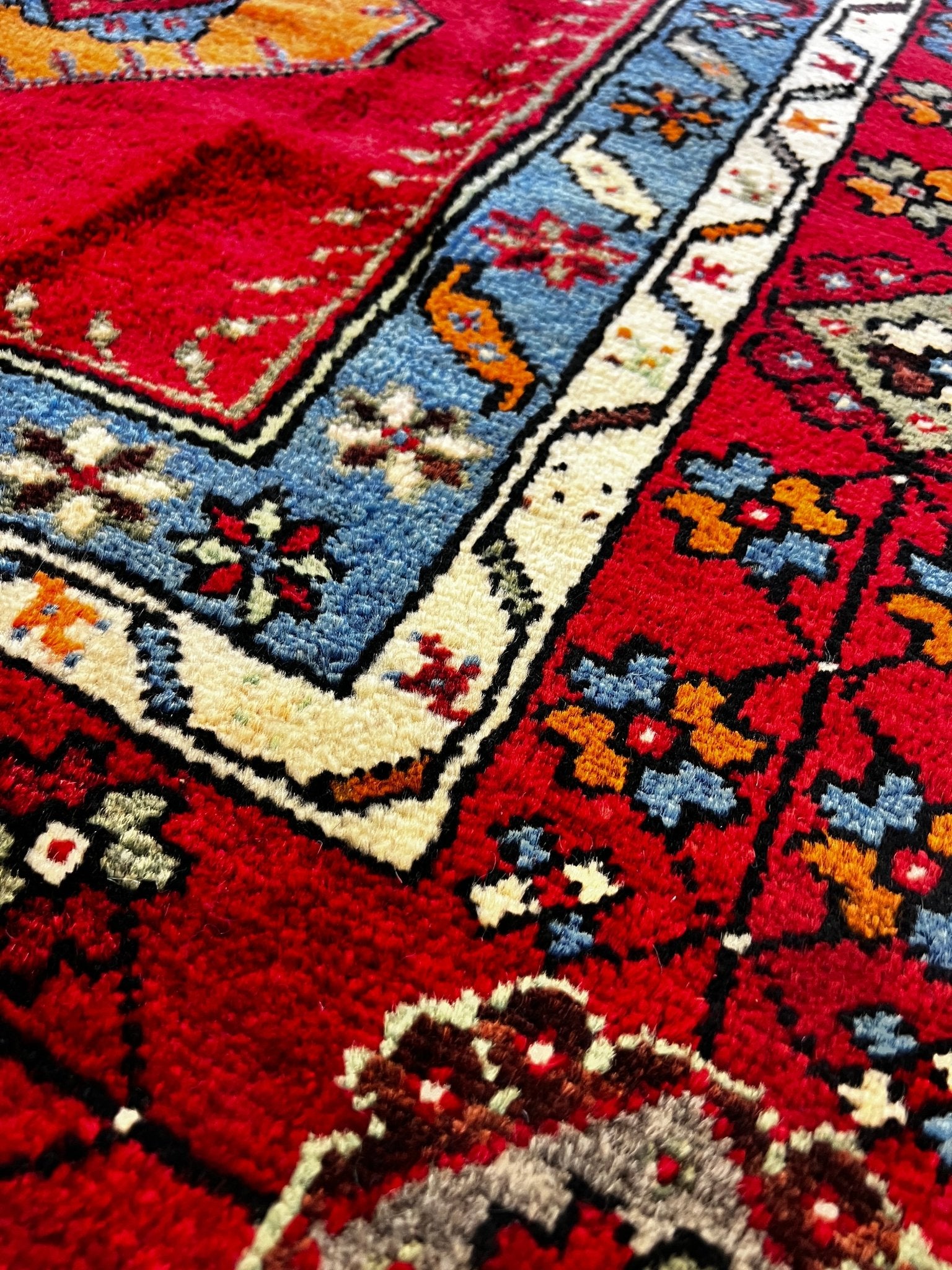 Vintage 3.10x6.7 Turkish Oushak Red Multicolor Rug | Banana Manor Rug Factory Outlet