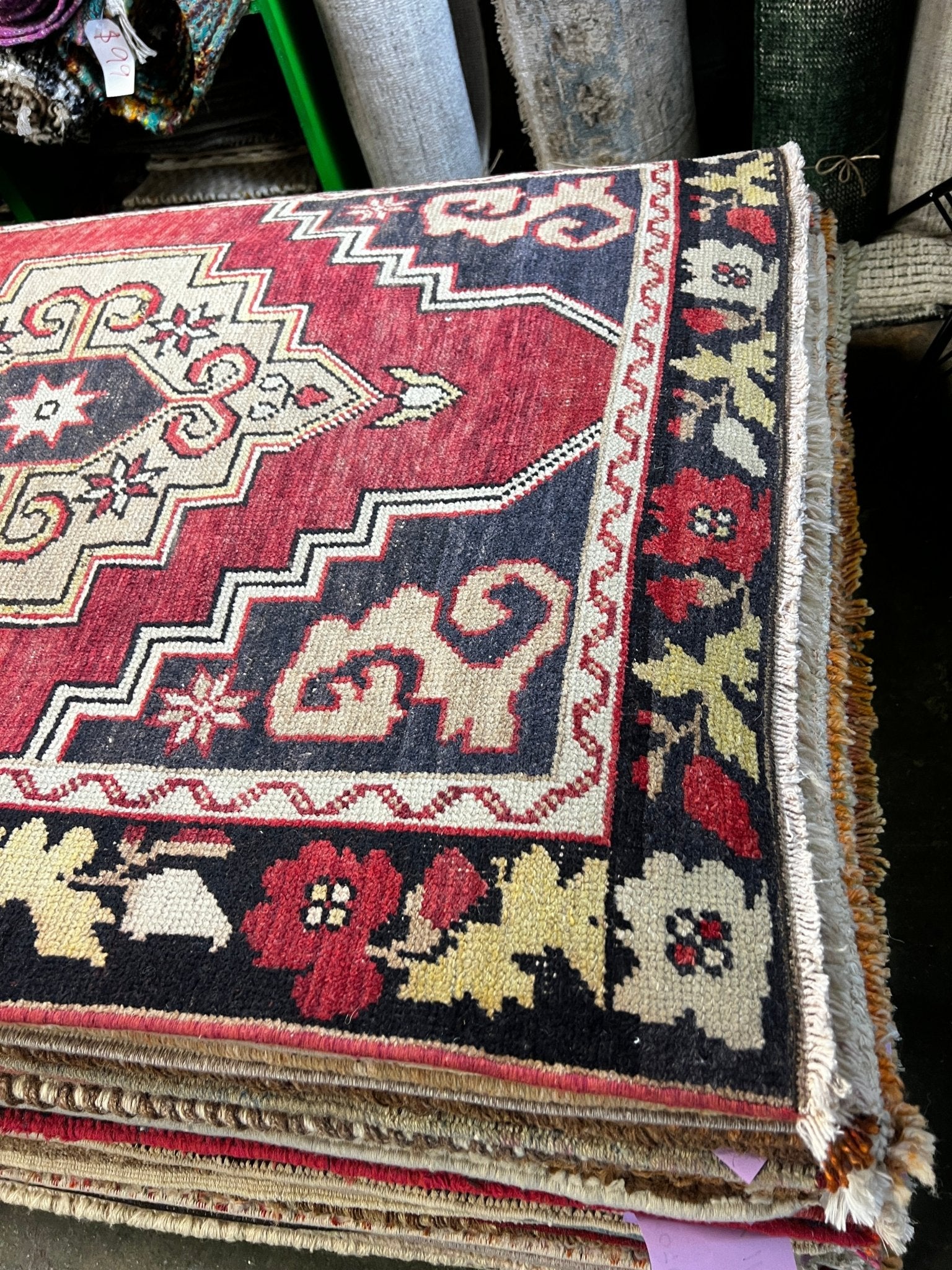 Vintage 3.1x9.1 Red and Black Turkish Oushak Runner | Banana Manor Rug Factory Outlet