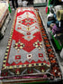 Vintage 3.5x11.4 Red and Gray Turkish Oushak Runner | Banana Manor Rug Factory Outlet