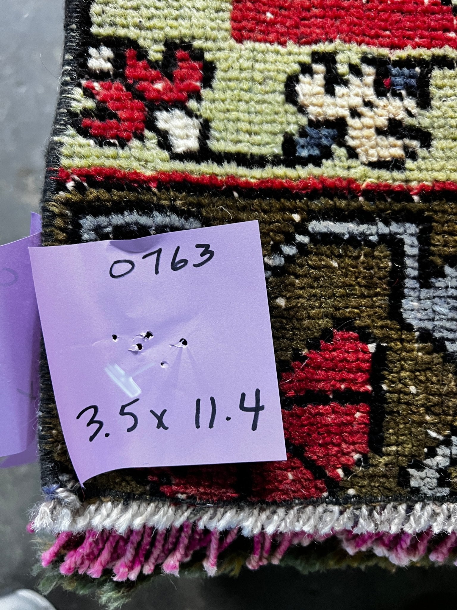 Vintage 3.5x11.4 Red and Gray Turkish Oushak Runner | Banana Manor Rug Factory Outlet