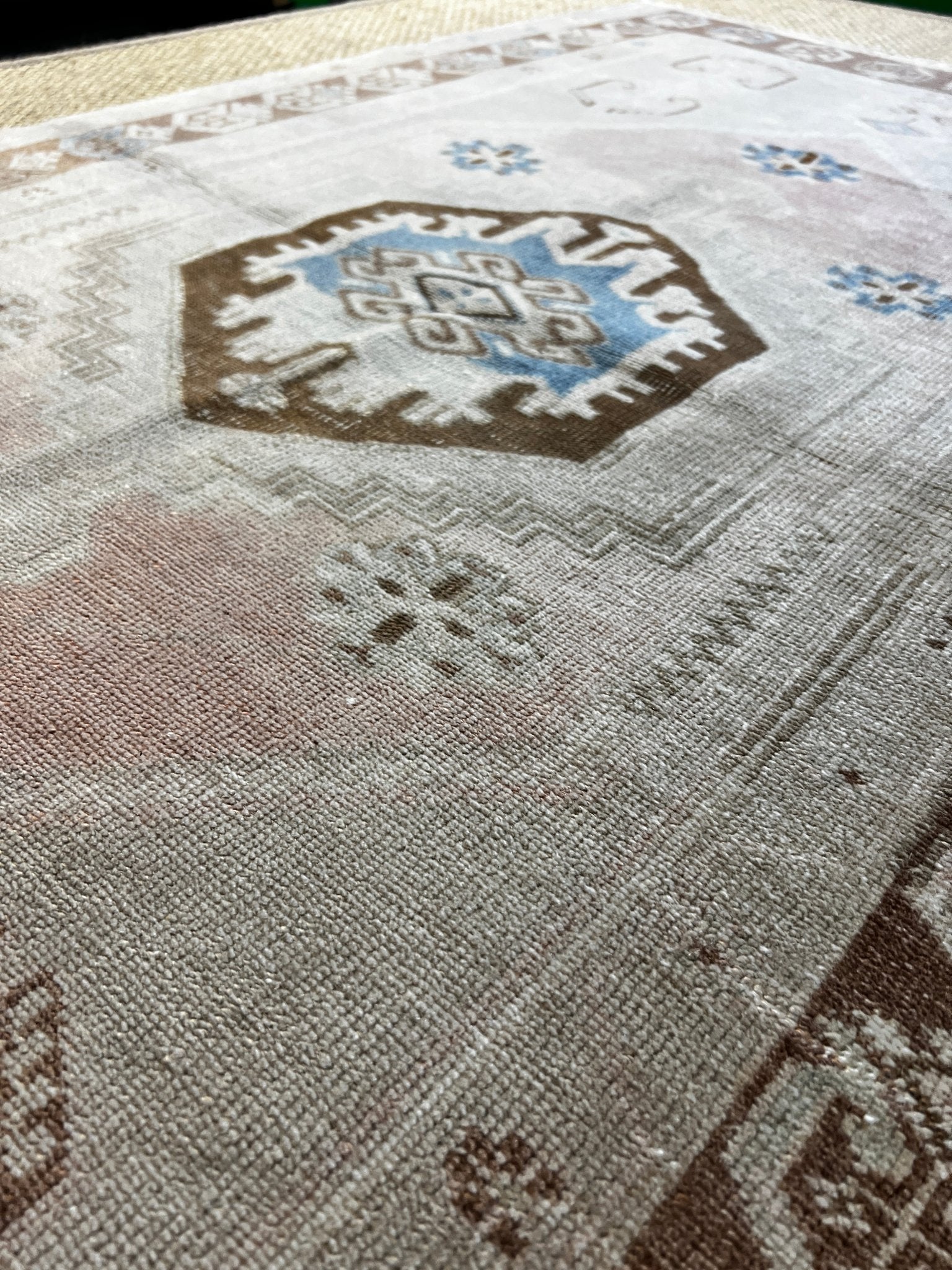 Vintage 3.6x6.1 Turkish Oushak Gray and Pink Rug | Banana Manor Rug Factory Outlet