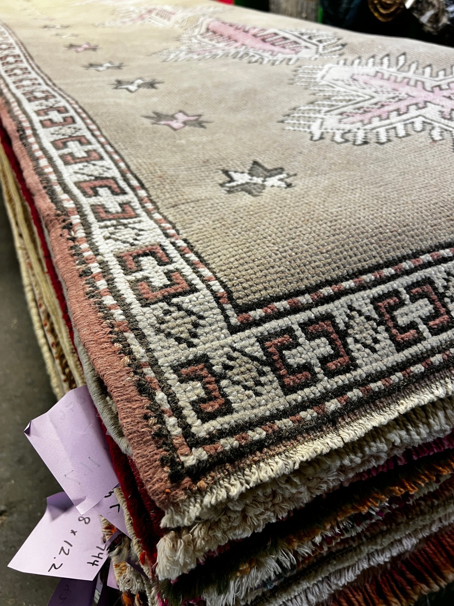 Vintage 3.6x9 Brown and Pink Turkish Oushak Runner | Banana Manor Rug Factory Outlet
