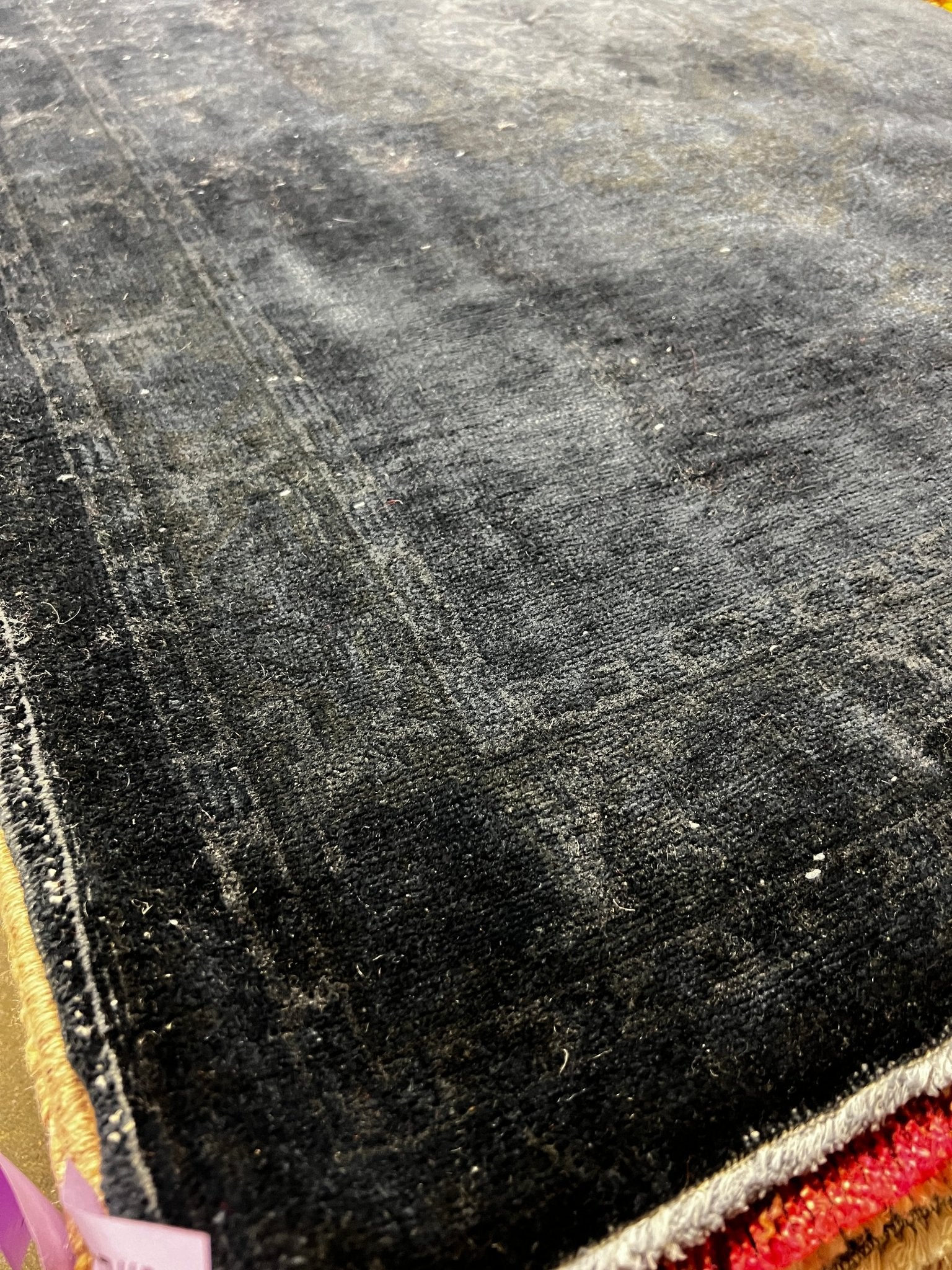 Vintage 3x10.10 Black and Green Turkish Oushak Runner | Banana Manor Rug Factory Outlet