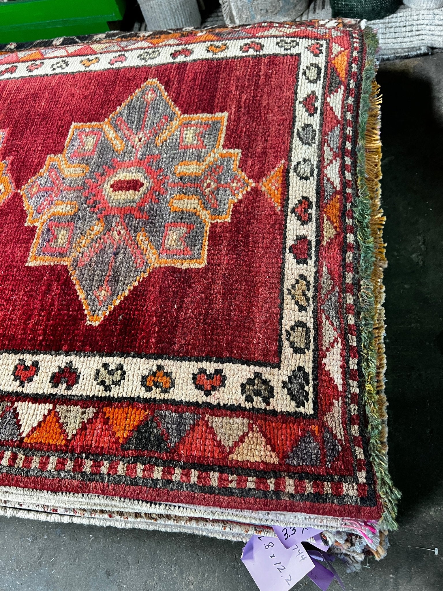 Vintage 3x13.2 Red and Orange Turkish Oushak Runner | Banana Manor Rug Factory Outlet