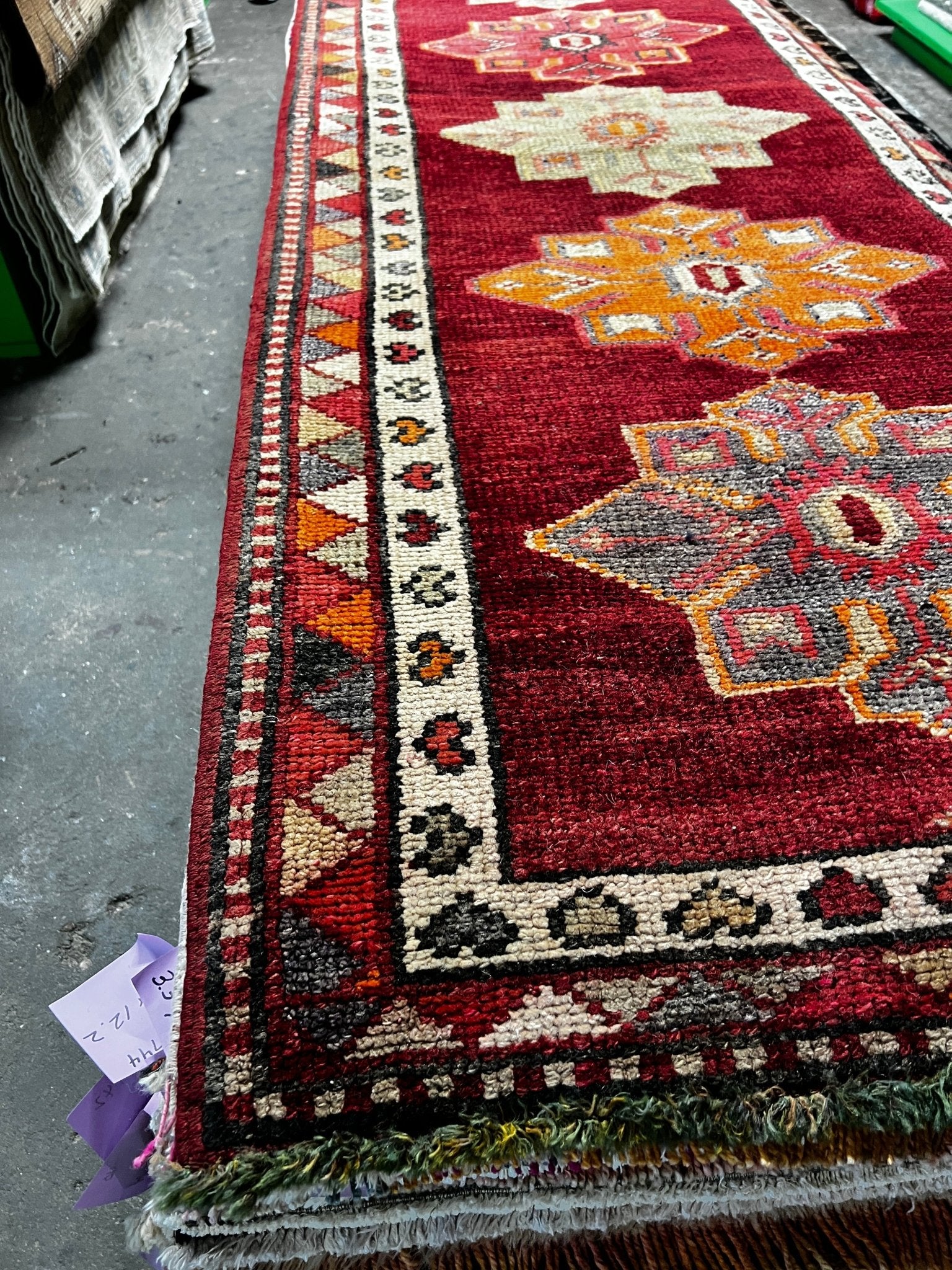 Vintage 3x13.2 Red and Orange Turkish Oushak Runner | Banana Manor Rug Factory Outlet