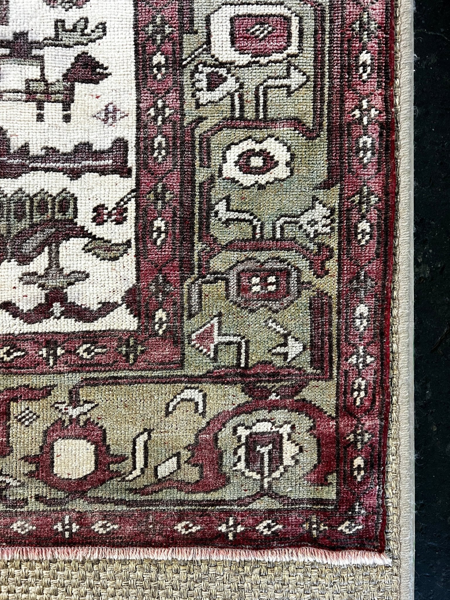 Vintage 4.10x6.5 Pink and Green Turkish Oushak | Banana Manor Rug Factory Outlet