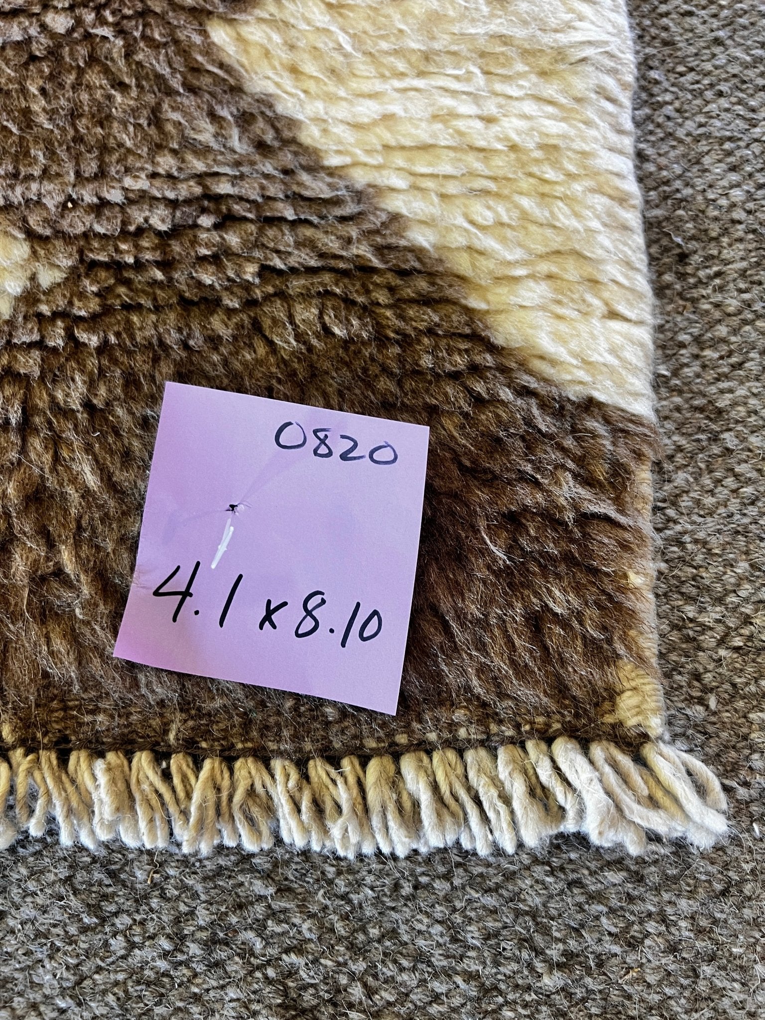 Vintage 4.1x8.10 Brown and Ivory Turkish Oushak | Banana Manor Rug Factory Outlet