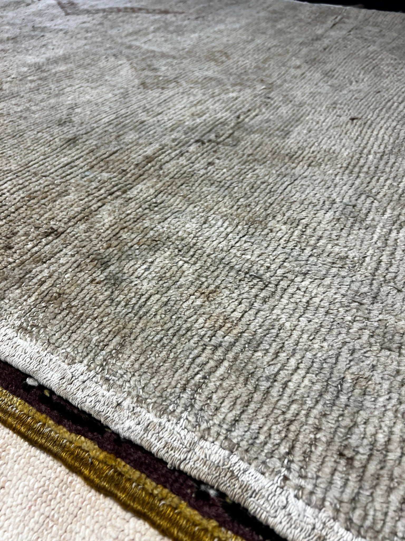 Vintage 4.4x12.4 Gray and Beige Turkish Oushak Runner | Banana Manor Rug Factory Outlet