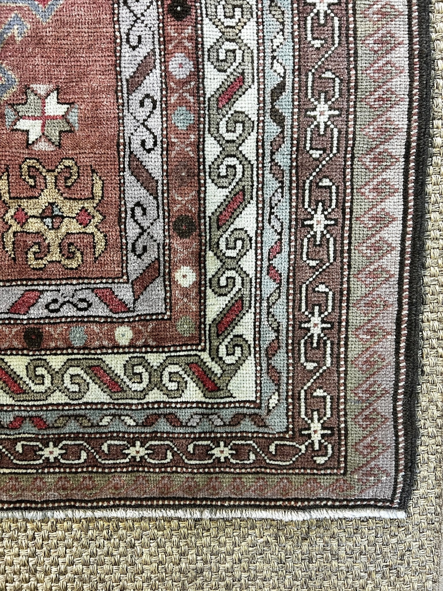 Vintage 4.7x7.1 Red and Tan Turkish Oushak | Banana Manor Rug Factory Outlet
