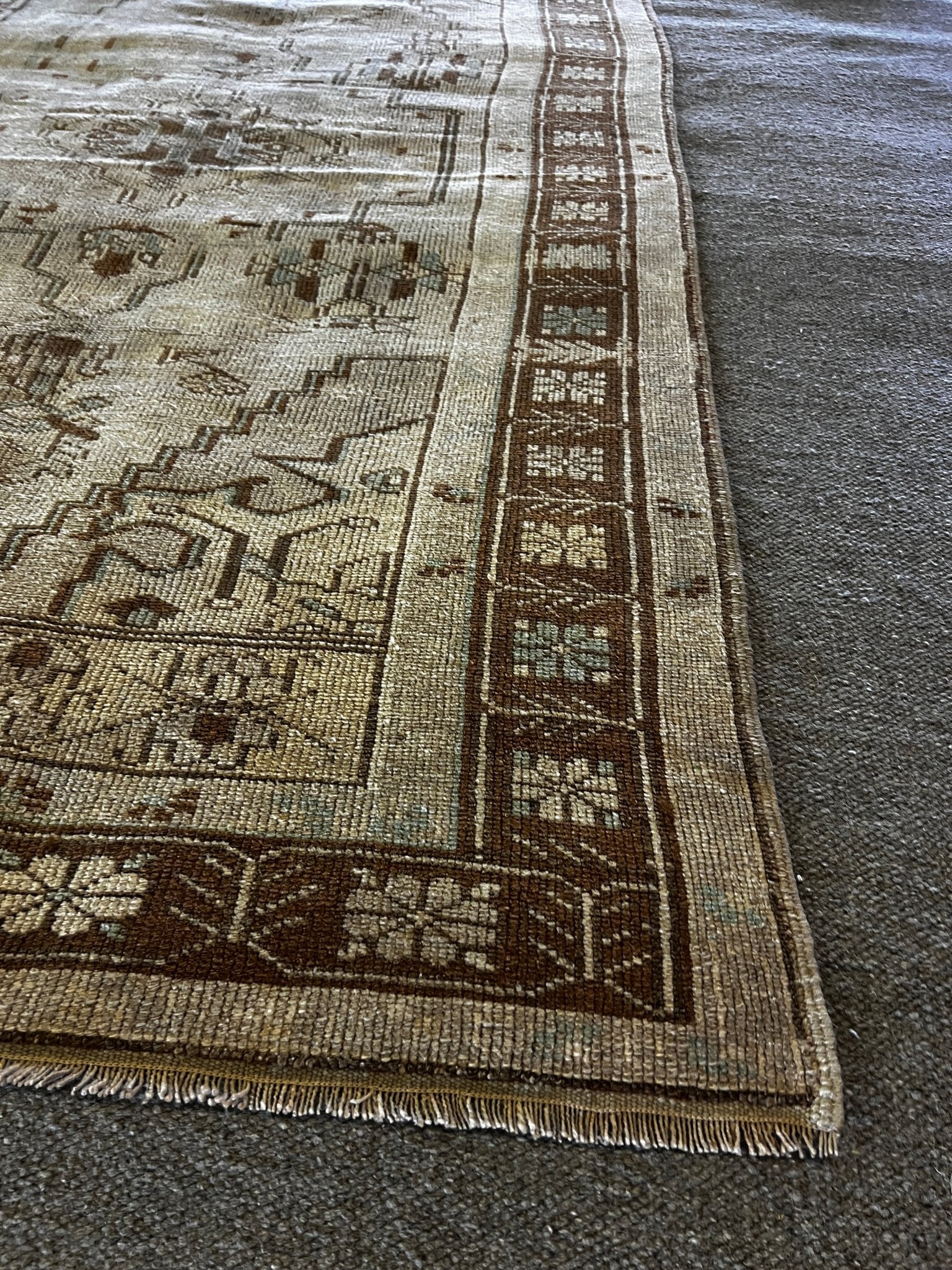 Vintage 4.7x8.7 Turkish Oushak Tan and Brown Rug | Banana Manor Rug Factory Outlet