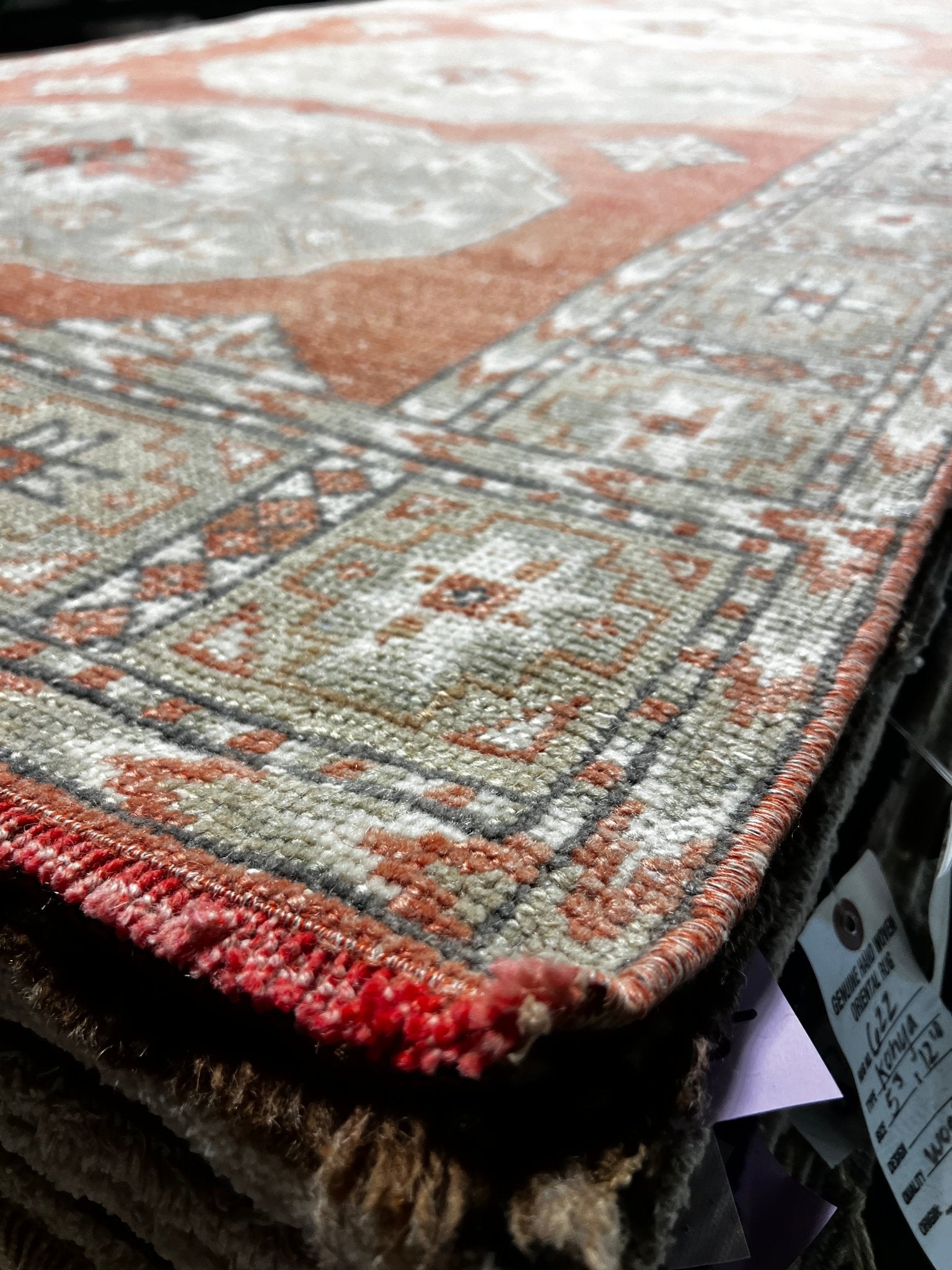 Vintage 4.8x10.8 Burnt Orange and Taupe Turkish Oushak | Banana Manor Rug Factory Outlet