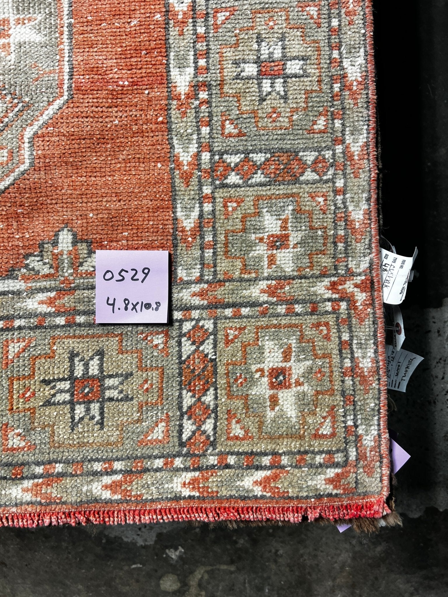 Vintage 4.8x10.8 Burnt Orange and Taupe Turkish Oushak | Banana Manor Rug Factory Outlet