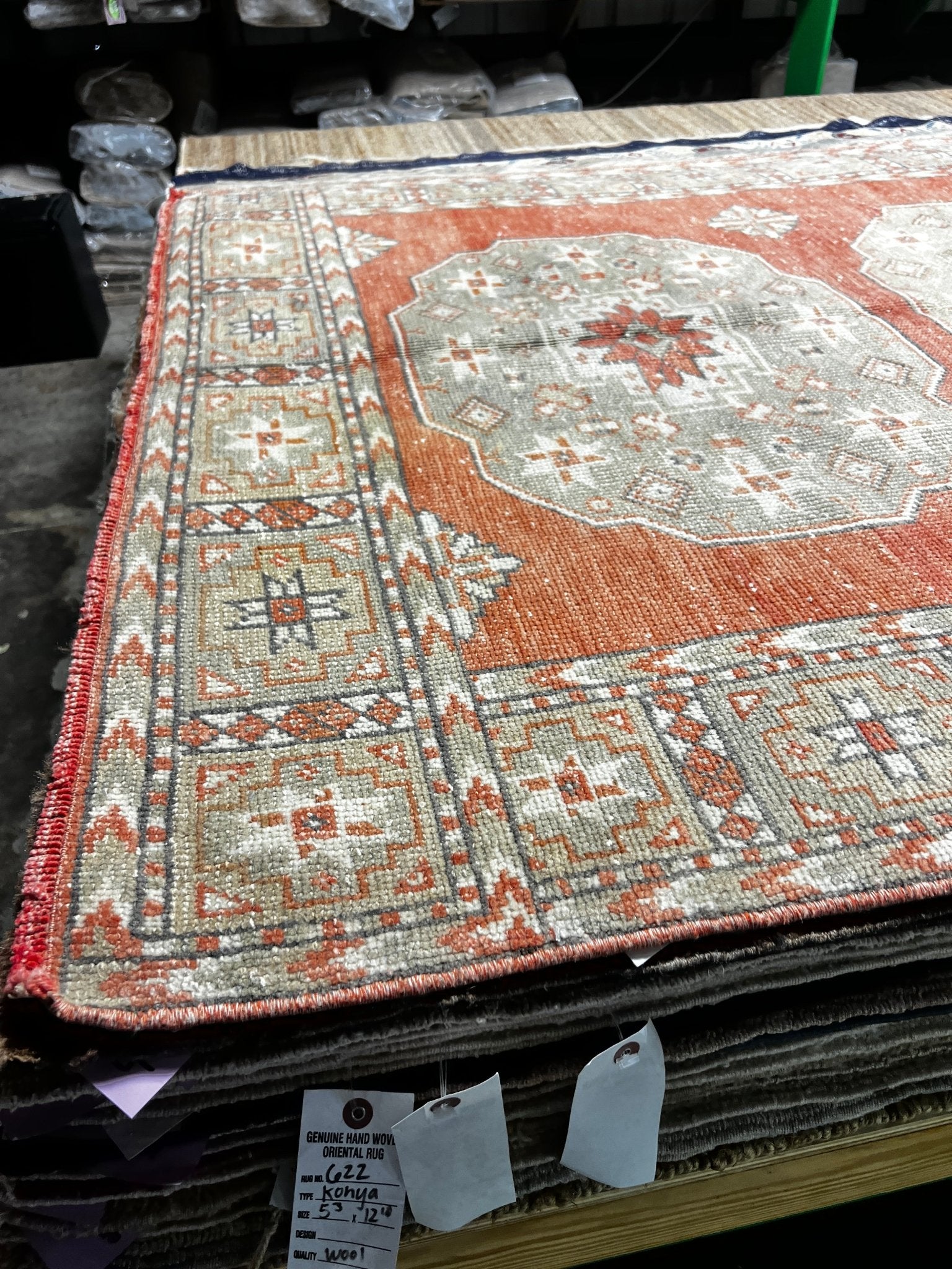 Vintage 4.8x10.8 Burnt Orange and Taupe Turkish Oushak | Banana Manor Rug Factory Outlet