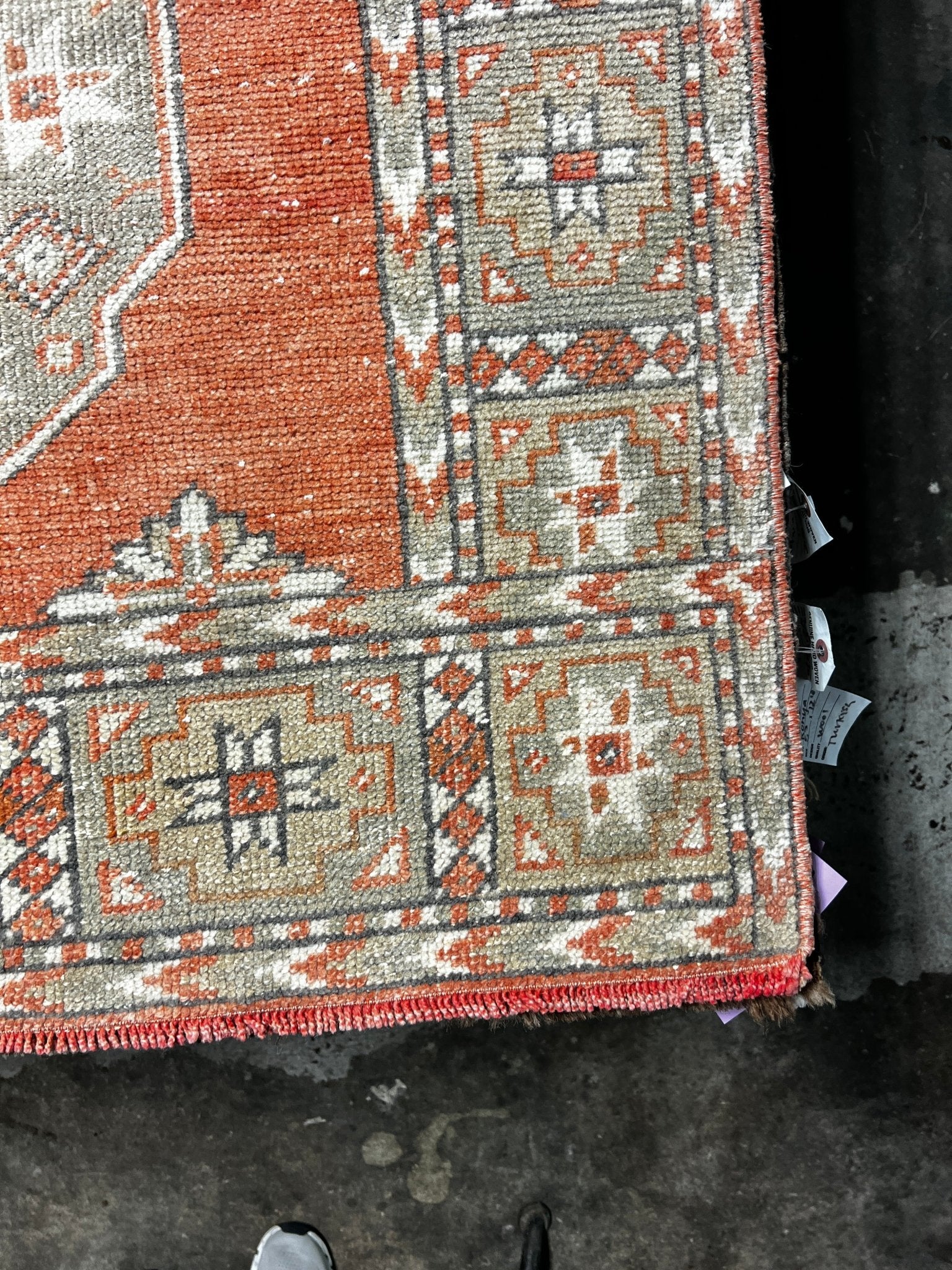 Vintage 4.8x10.8 Burnt Orange and Taupe Turkish Oushak | Banana Manor Rug Factory Outlet