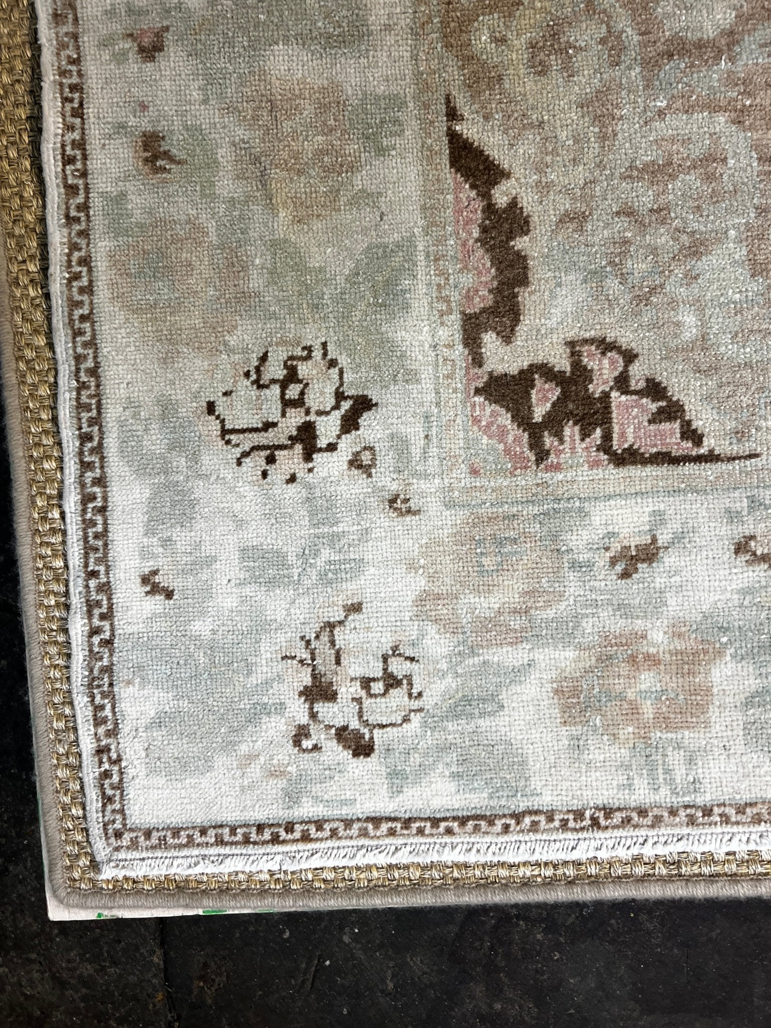 Vintage 4.8x7.9 Turkish Oushak Light Pink and Beige Rug | Banana Manor Rug Factory Outlet
