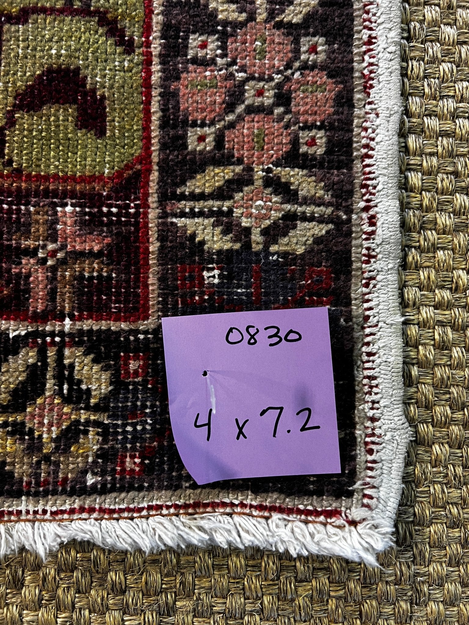 Vintage 4x7.2 Turkish Oushak Beige and Red Rug | Banana Manor Rug Factory Outlet