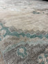 Vintage 5.10x10.6 Blue-Green and Beige Turkish Oushak | Banana Manor Rug Factory Outlet