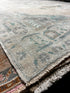 Vintage 5.10x10.6 Blue-Green and Beige Turkish Oushak | Banana Manor Rug Factory Outlet