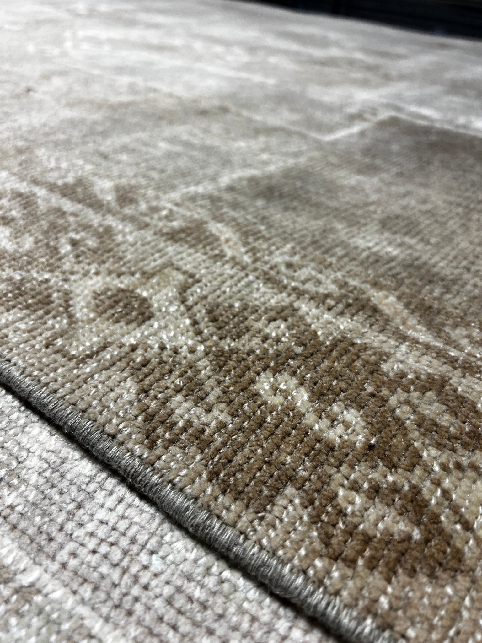 Vintage 5.1x9.7 Taupe and Grey Turkish Oushak | Banana Manor Rug Factory Outlet