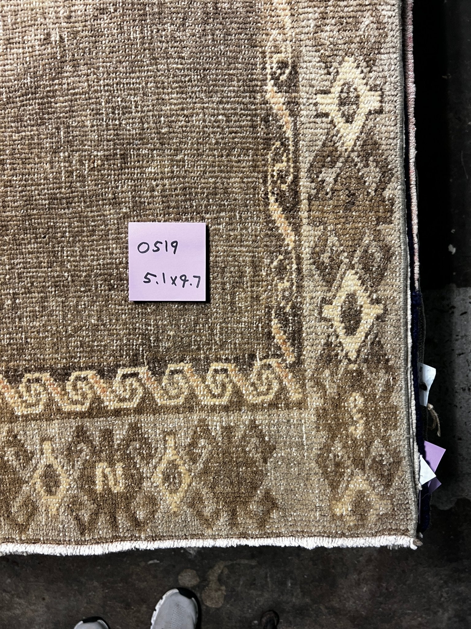 Vintage 5.1x9.7 Taupe and Grey Turkish Oushak | Banana Manor Rug Factory Outlet