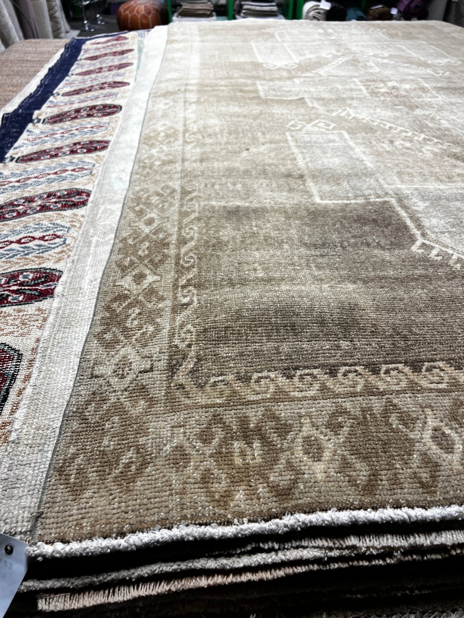 Vintage 5.1x9.7 Taupe and Grey Turkish Oushak | Banana Manor Rug Factory Outlet