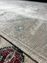 Vintage 5.5x12.6 Blue and Beige Turkish Oushak | Banana Manor Rug Factory Outlet
