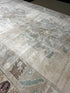Vintage 5.5x12.6 Blue and Beige Turkish Oushak | Banana Manor Rug Factory Outlet