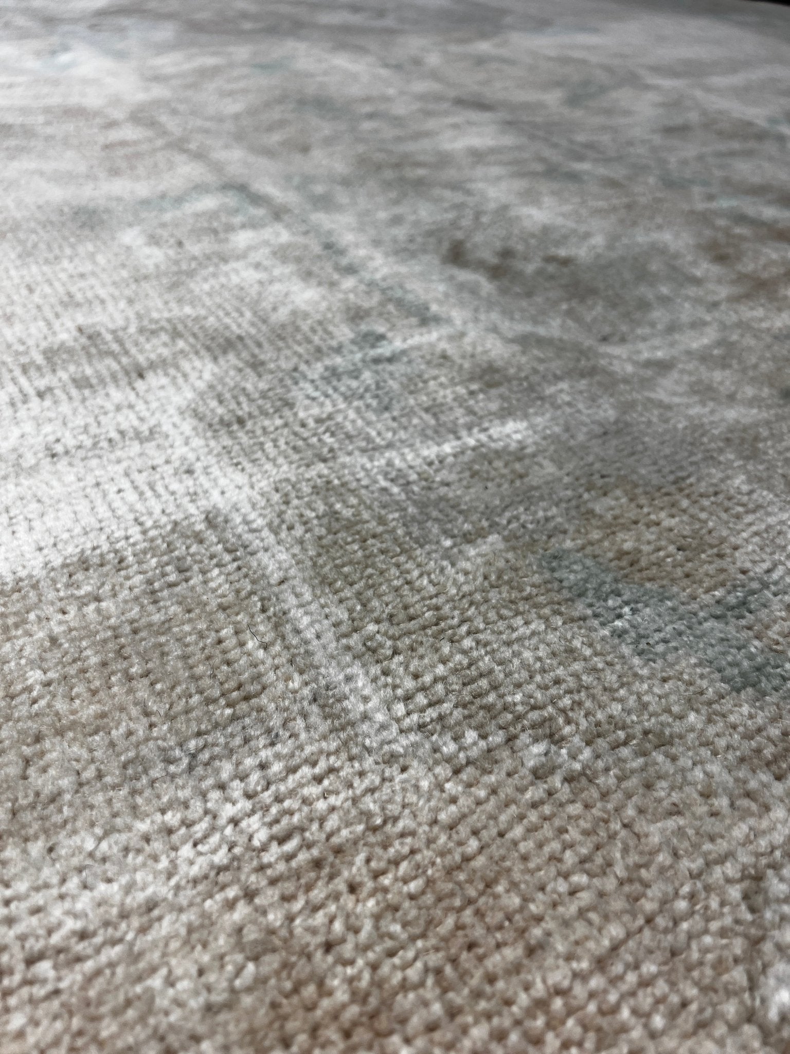 Vintage 5.5x12.6 Blue and Beige Turkish Oushak | Banana Manor Rug Factory Outlet