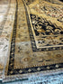 Vintage 5.7x10 Dark Blue and Tan Turkish Oushak | Banana Manor Rug Factory Outlet