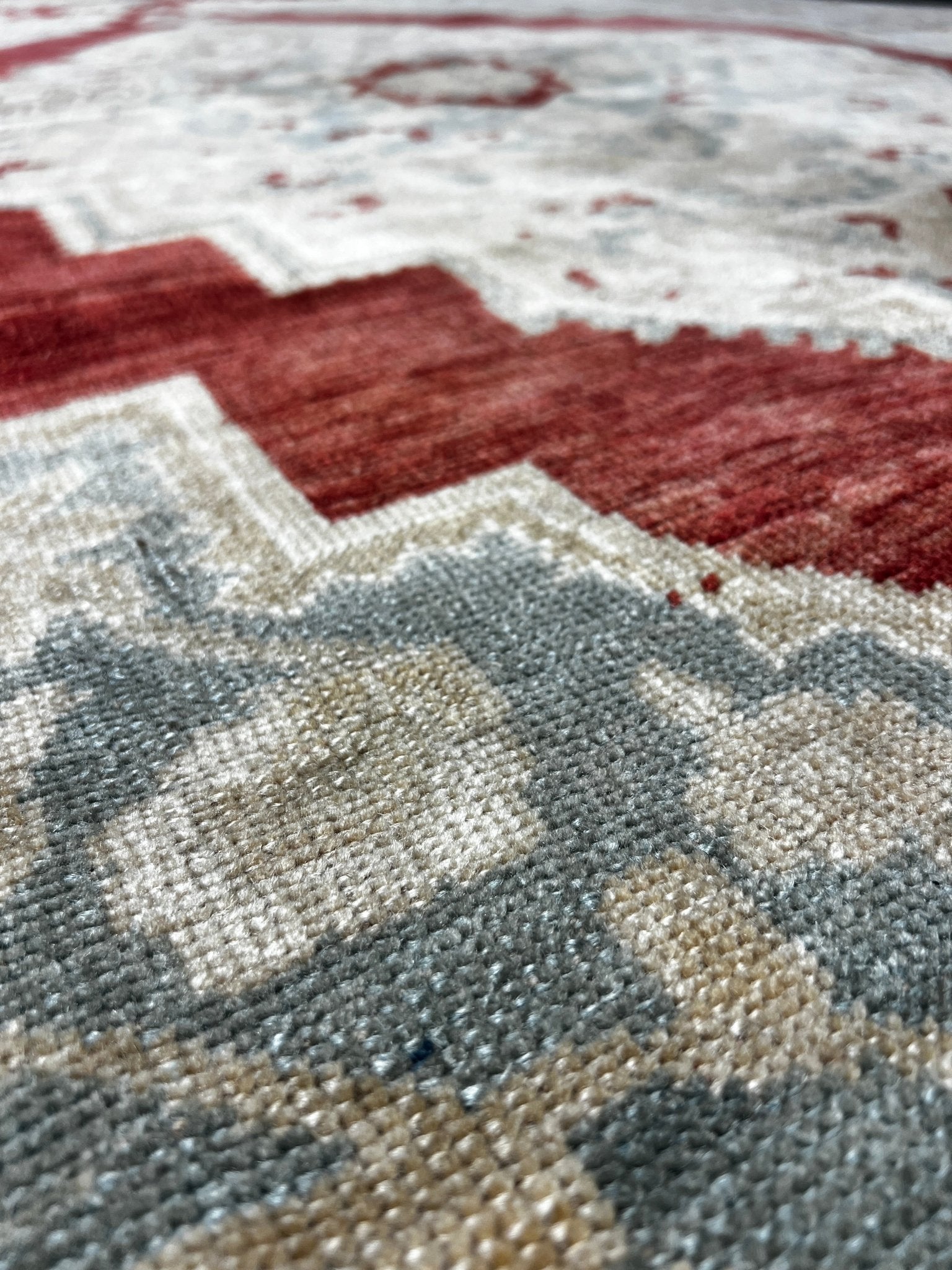 Vintage 5.8x9.5 Burnt Orange and Blue Turkish Oushak | Banana Manor Rug Factory Outlet