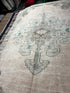 Vintage 6.1x9.5 Turkish Oushak Cream and Blue Rug | Banana Manor Rug Factory Outlet