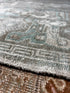 Vintage 6.2x9.5 Blue and Taupe Turkish Oushak | Banana Manor Rug Factory Outlet