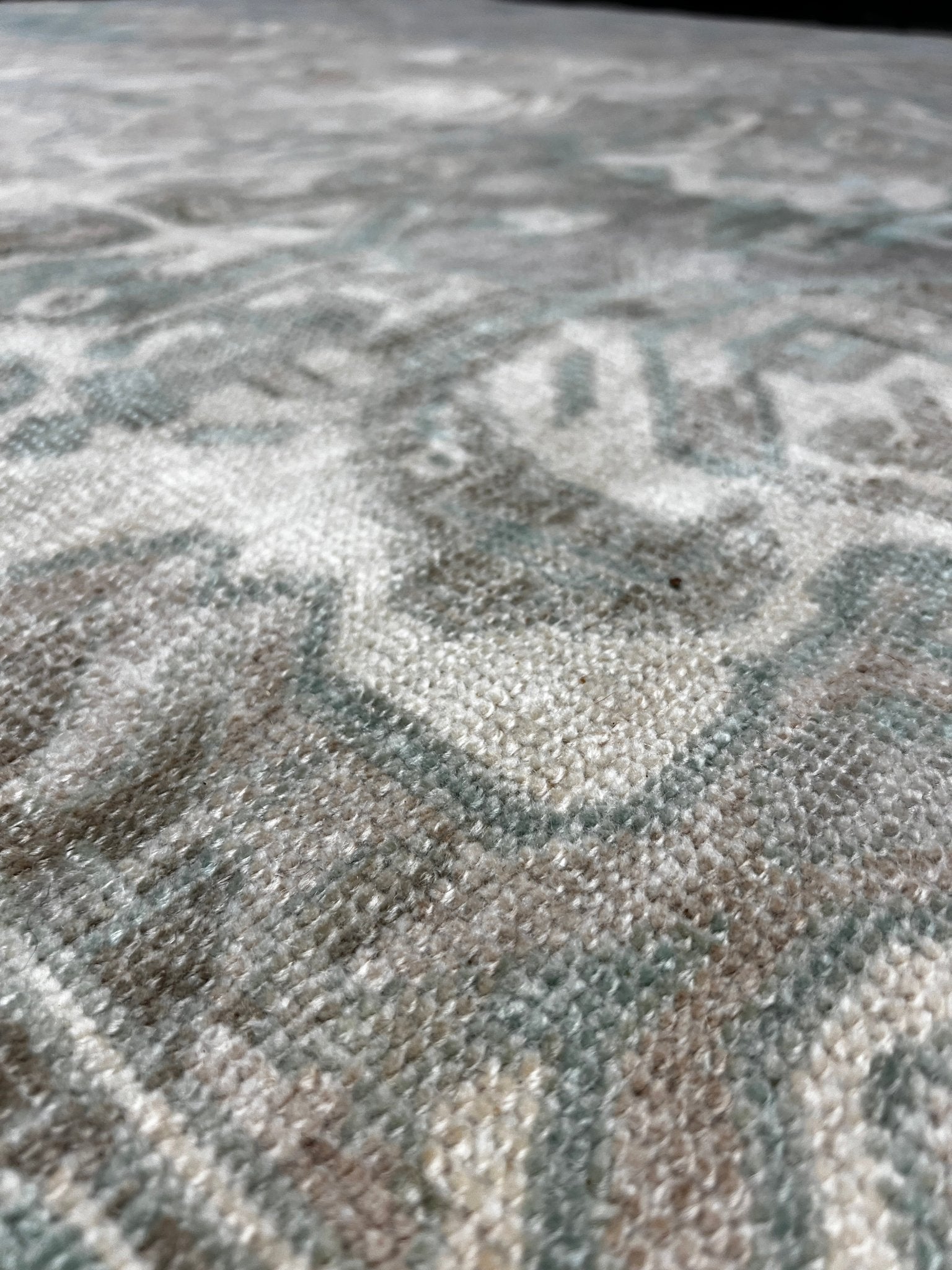 Vintage 6.2x9.5 Blue and Taupe Turkish Oushak | Banana Manor Rug Factory Outlet