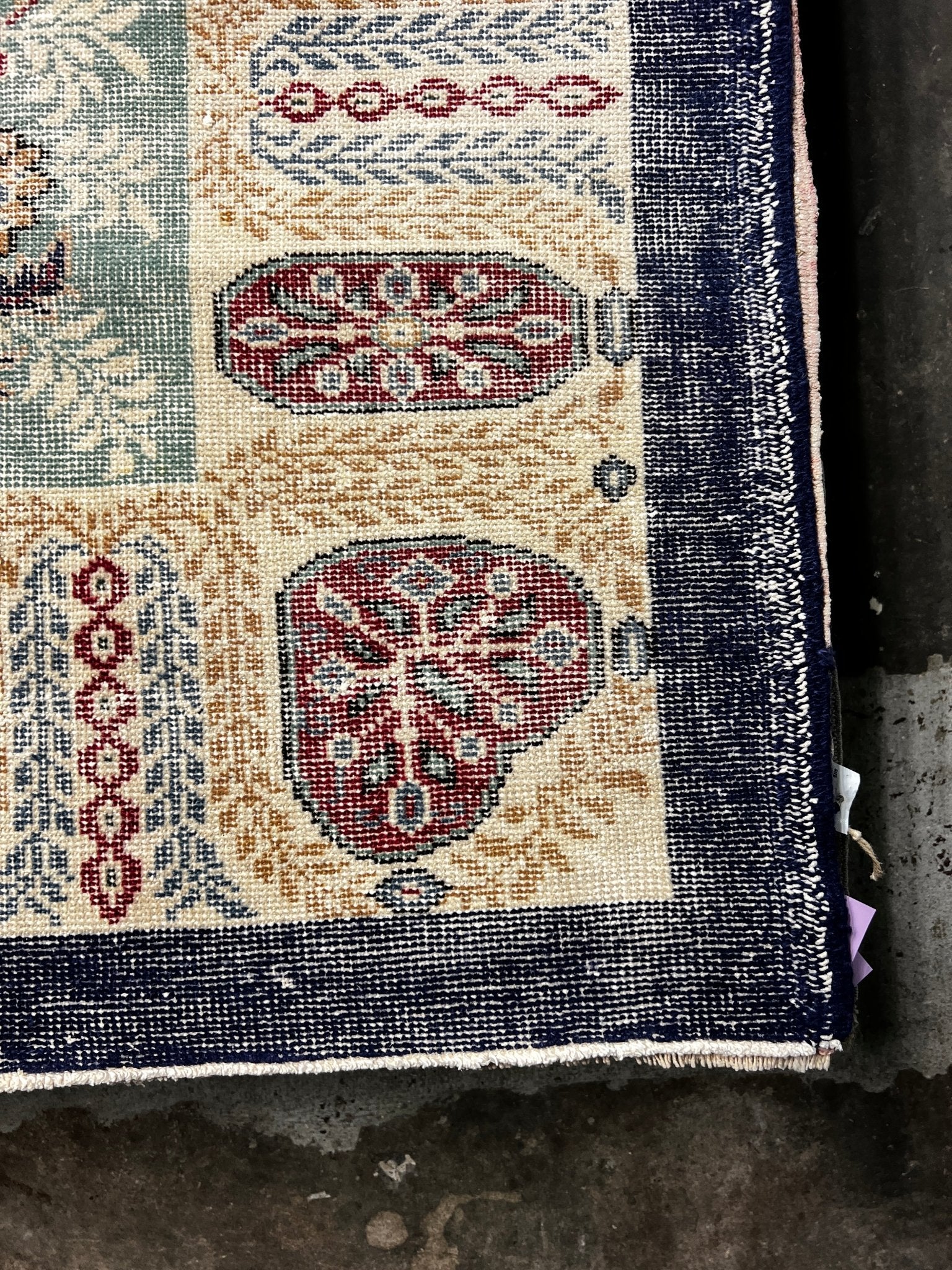 Vintage 6.8x10 Blue and Red Turkish Oushak | Banana Manor Rug Factory Outlet