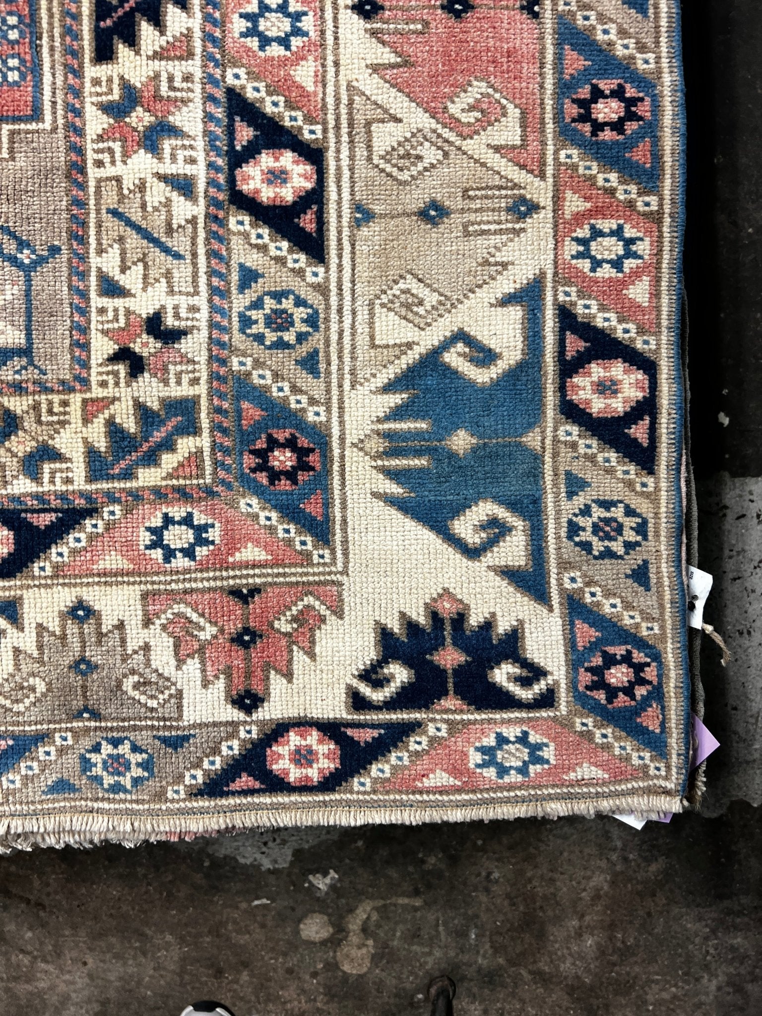 Vintage 6.8x9.2 Pink and Blue Turkish Oushak | Banana Manor Rug Factory Outlet