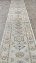 Violet 2.6x14 Aqua and Tan Hand-Knotted Oushak Runner | Banana Manor Rug Company