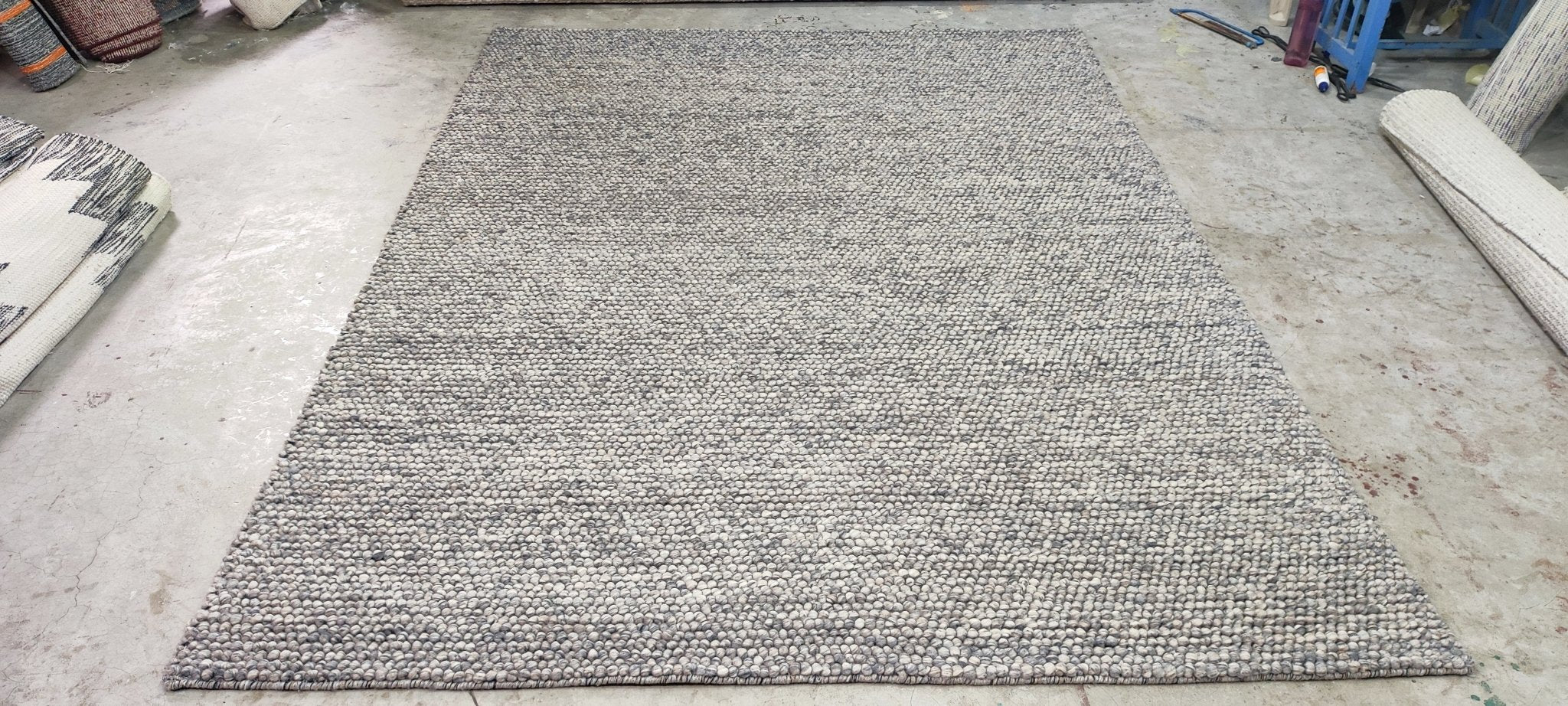 Vittorio Alfieri Handwoven Wool Durrie Natural Grey Loop (various sizes) | Banana Manor Rug Company