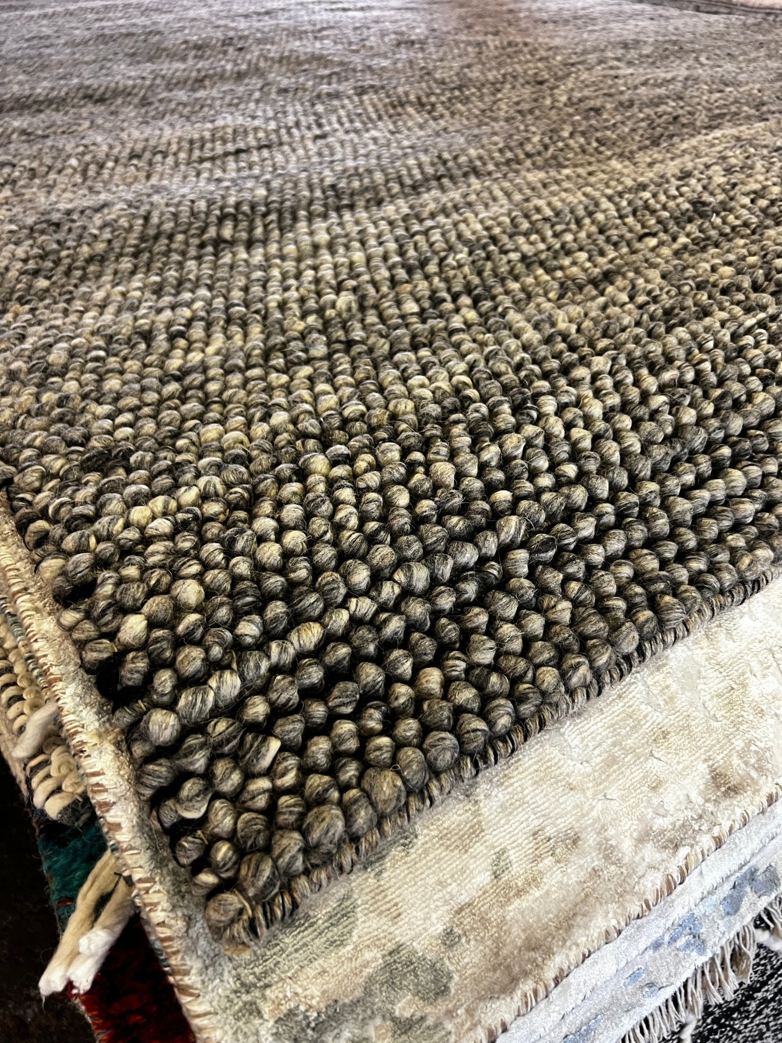 Vittorio Alfieri Handwoven Wool Durrie Natural Grey Loop (various sizes) | Banana Manor Rug Factory Outlet