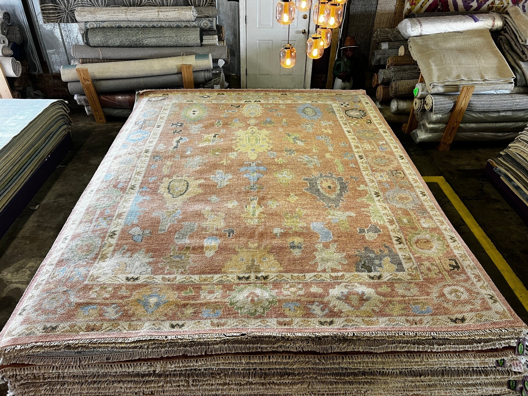 Viv 9x11.9 Hand-Knotted Rust on Rust Oushak | Banana Manor Rug Factory Outlet