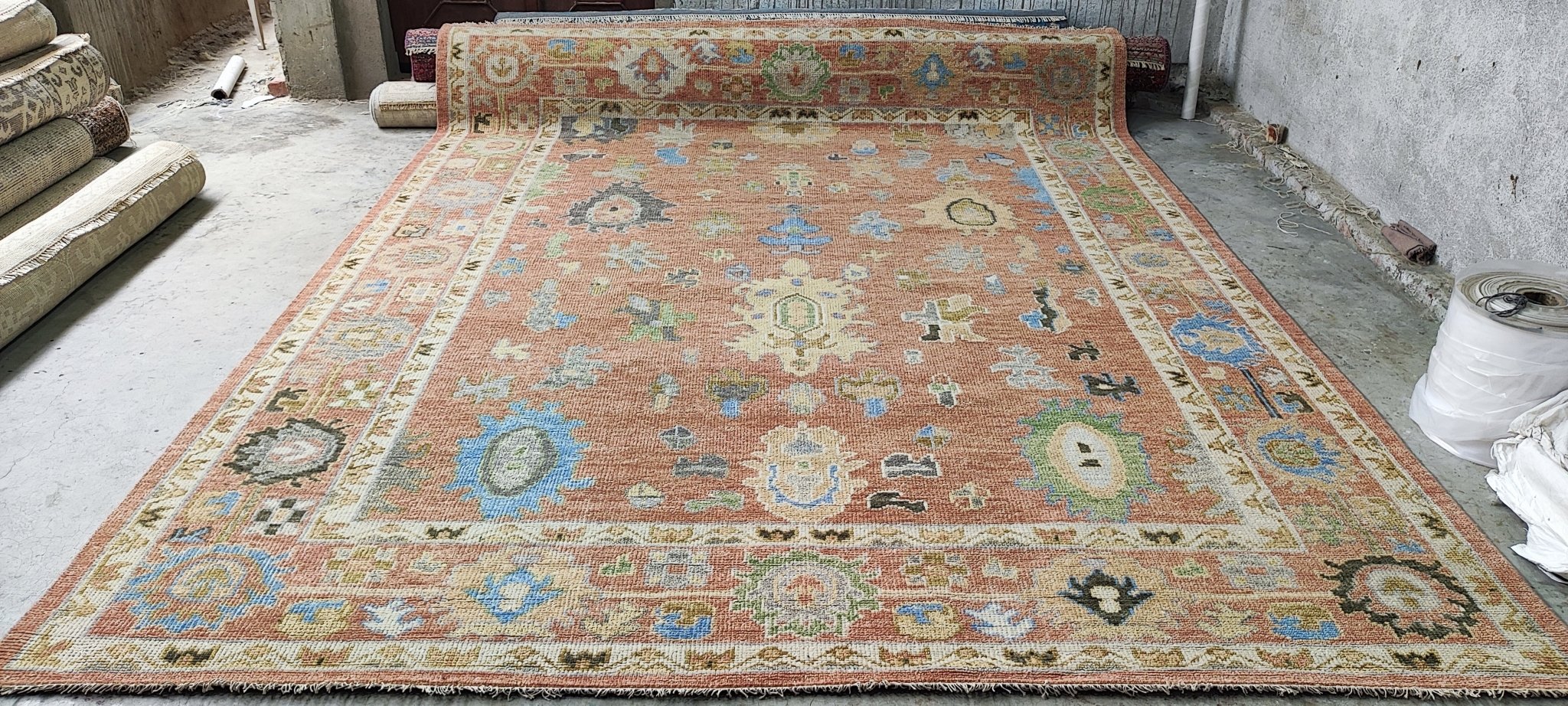 Viv 9x11.9 Hand Knotted Rust on Rust Oushak | Banana Manor Rug Factory Outlet