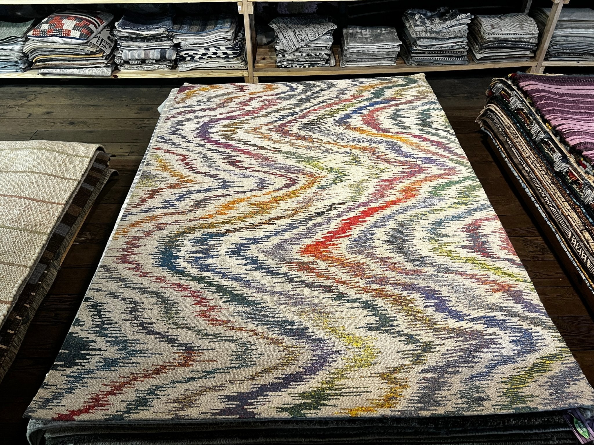 Vivien Stratton 5x7.6 Multi-Colored Modern Hand-Tufted Rug | Banana Manor Rug Factory Outlet