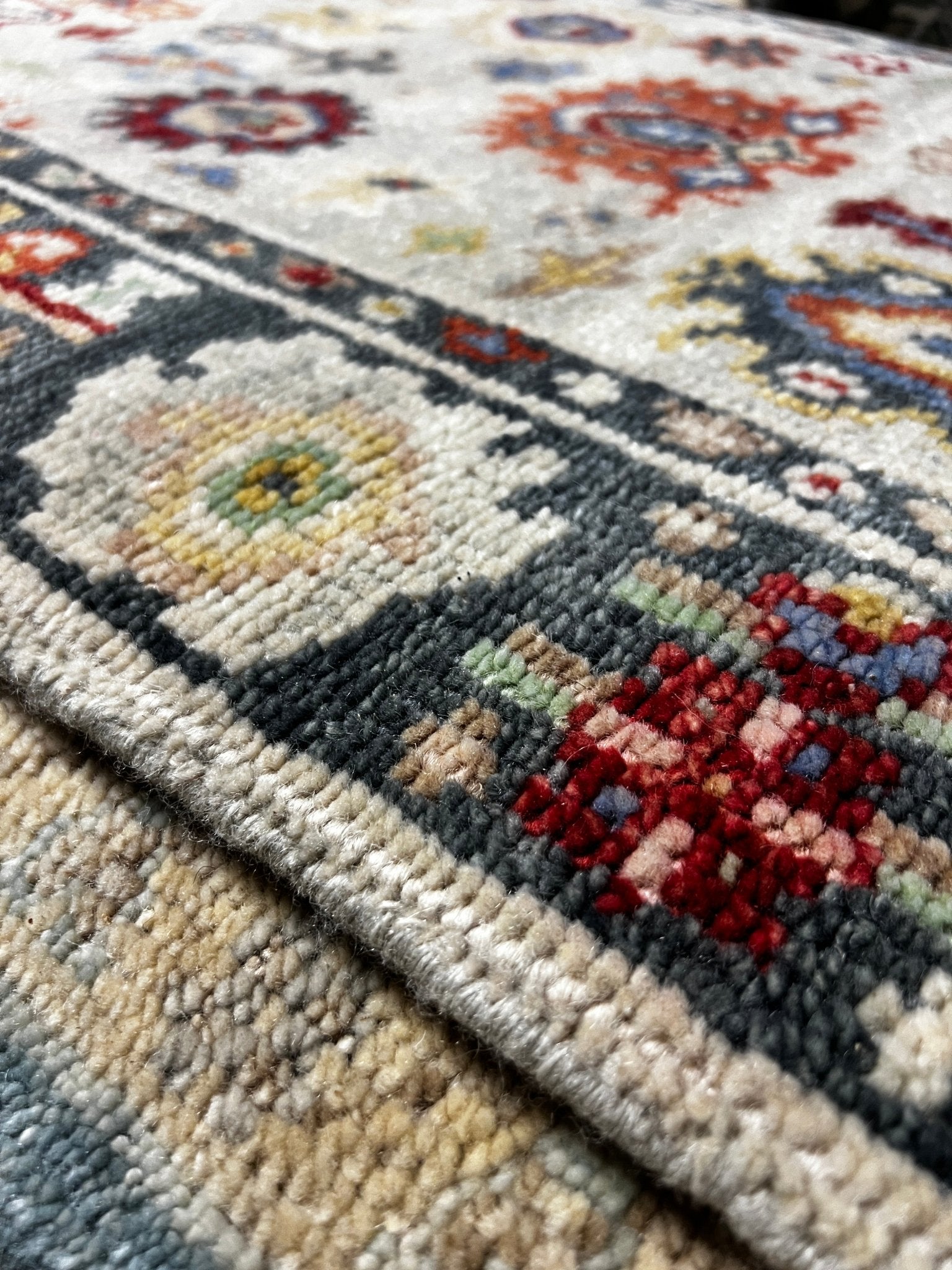 Waverly 2.6x11.9 Beige and Grey Hand-Knotted Oushak Runner | Banana Manor Rug Factory Outlet